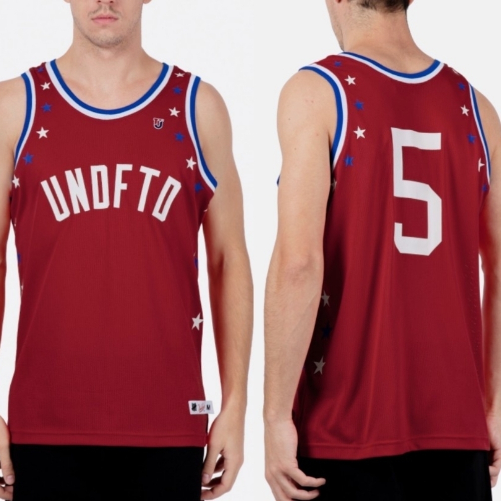 Undefeated Red Global Mesh Tank Top Basketball Jersey